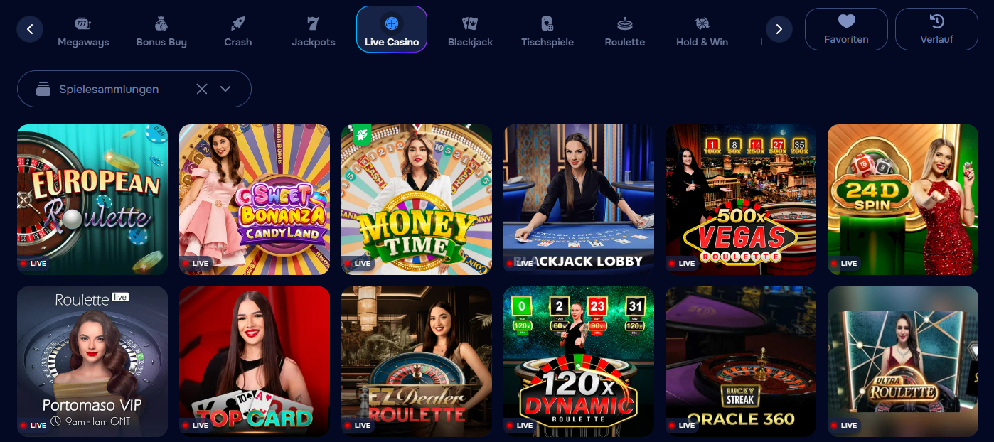 Gaming-Homepage Slots thematische Kategorien Icons im Wizardo.